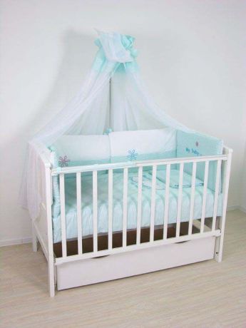 Комплект белья для новорожденных Fairy "Белые кудряшки", цвет: белый, голубой, 7 предметов