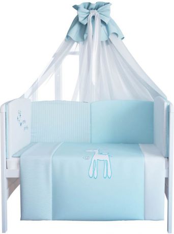 Комплект белья для новорожденных Fairy "Жирафик", цвет: белый, голубой, 7 предметов. 1020.100