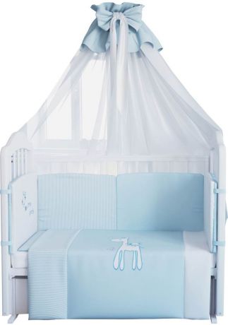 Комплект белья для новорожденных Fairy "Жирафик", цвет: белый, голубой, 7 предметов. 1020.1