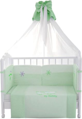 Комплект белья для новорожденных Fairy "Белые кудряшки", цвет: белый, зеленый, 7 предметов