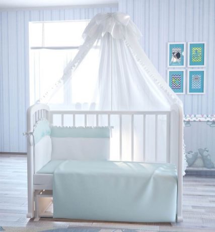 Комплект белья для новорожденных Fairy "Сладкий сон", цвет: белый, голубой, 7 предметов