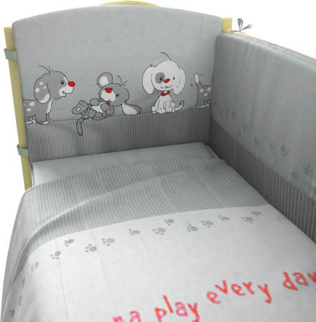 Комплект белья для новорожденных Фея "Веселая игра", цвет: серый, 6 предметов