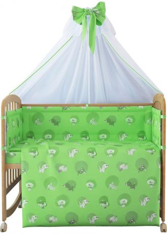 Комплект белья для новорожденных Фея "Наши друзья", цвет: зеленый, 7 предметов