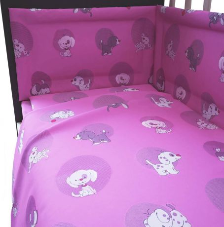 Комплект белья для новорожденных Фея "Наши друзья", цвет: розовый, 6 предметов