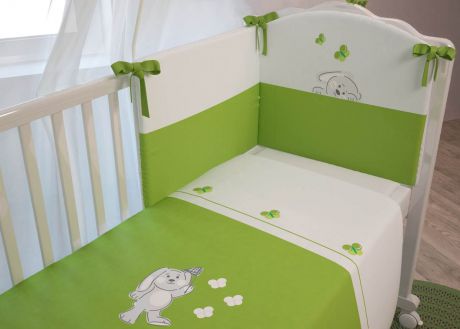 Polini Комплект белья для новорожденных Зайки цвет зеленый 3 предмета