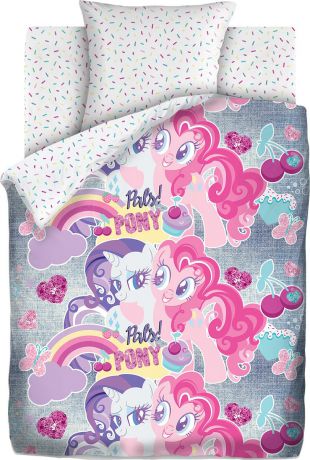 Детский комплект постельного белья My little Pony "Подружки пони", 1,5 спальное, наволочка 70х70