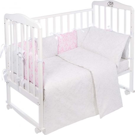 Комплект в кроватку Sweet Baby Agio, 419061, розовый, белый, 4 предмета