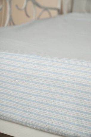 Простыня "Гаврилов-Ямский Лен", на резинке, цвет: белый, голубой, 160 х 200 см. 901