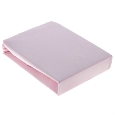 Простыня OL-Tex "Джерси", на резинке, цвет: бледно-розовый, 200 см х 200 см х 20 см