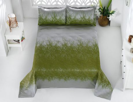 Комплект для спальни Karna "Florina", жаккард, покрывало 260 х 260 см, 2 наволочки 60 х 80 см, цвет: зеленый, 3 предмета