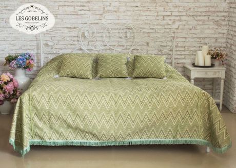 Покрывало на кровать Les Gobelins "Zigzag", цвет: зеленый, 260 х 240 см