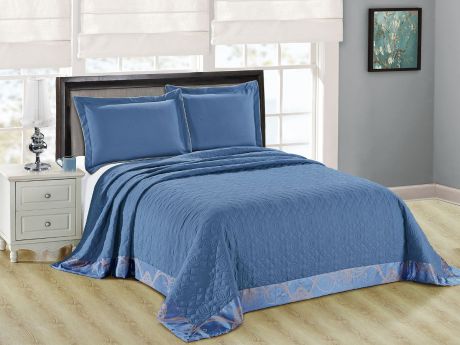 Комплект для спальни Cleo "Монифико": покрывало 220 х 240 см, 2 наволочки 50 х 70 см, цвет: синий