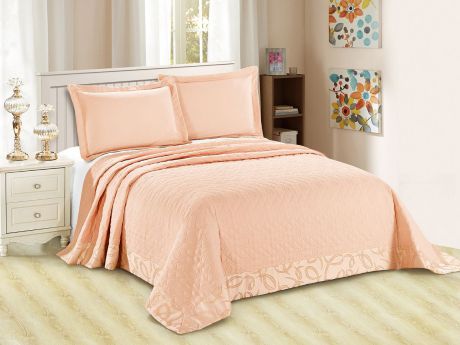 Комплект для спальни Cleo "Монифико": покрывало 220 х 240 см, 2 наволочки 50 х 70 см, цвет: оранжевый