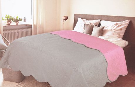 Покрывало Amore Mio "Alba", цвет: серый, розовый, 200 х 220 см
