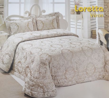 Комплект для спальни Modalin "Nazsu. Loretta": покрывало 250 х 270 см, 2 наволочки 50 х 70 см, цвет: бежевый, белый