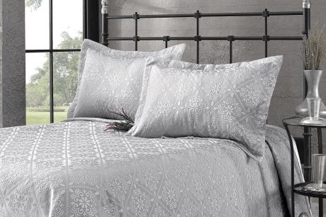 Комплект для спальни Karna "Afrodit": покрывало 180 x 260 см, наволочка 50 х 70 см, цвет: серый