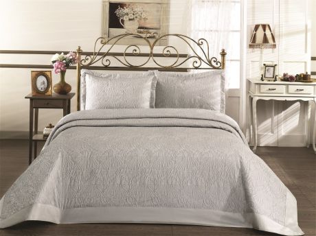 Комплект для спальни Karna "Gabel": покрывало 260 x 260 см, 2 наволочки 50 х 70 см, цвет: серый