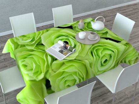 Скатерть Сирень "Зеленые розы", прямоугольная, 145 x 120 см