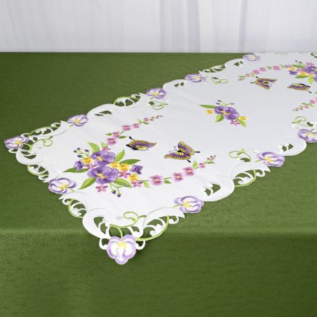 Дорожка для декорирования стола "Schaefer", 40 x 85 см, цвет: белый, фиолетовый. 07745-271