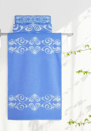 Полотенце Aquarelle "Шарлиз", цвет: белый, синий, 70 х 140 см