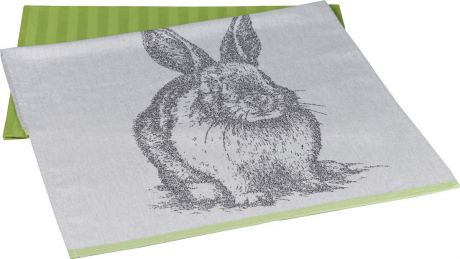 Полотенце кухонное Hobby Home Collection "Rabbit", цвет: зеленый, 50 x 70 см, 2 шт