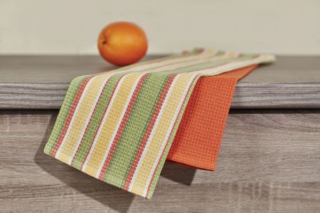 Набор кухонных полотенец "Primavelle", цвет: зеленый, оранжевый, 40 х 60 см, 2 шт. НП35540602