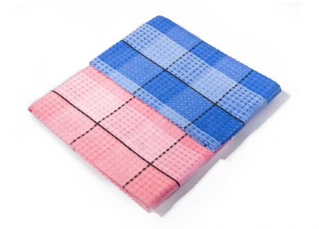 Набор кухонных полотенец Soavita "Клетка", цвет: синий, розовый, 40 х 70 см, 2 шт