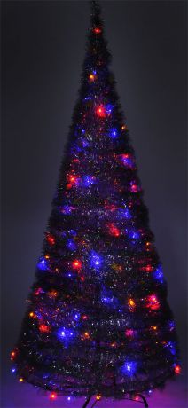 B&H Светодиодная Елка из мишуры с листьями, цвет свечения: мультицвет, 200 LED, 8 режимов, высота: 2,1 м