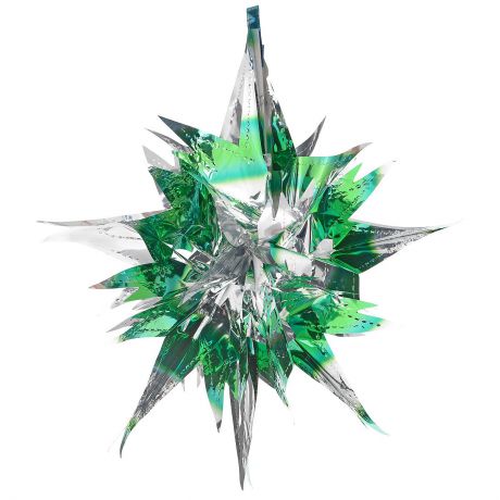 Новогоднее подвесное украшение "Звезда", цвет: серебристый, зеленый. 27009