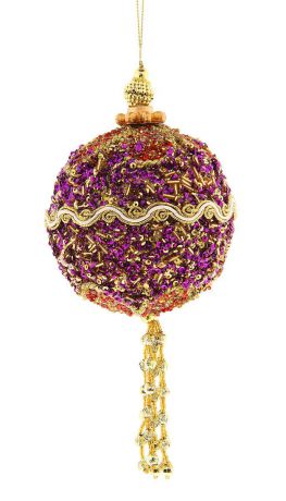 Новогоднее подвесное украшение Sima-land "Шар", цвет: фиолетовый, диаметр 9 см. 684424