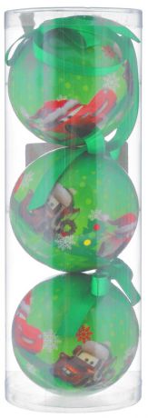 Набор новогодних подвесных украшений Disney "Тачки", цвет: зеленый, диаметр 7,5 см, 3 шт