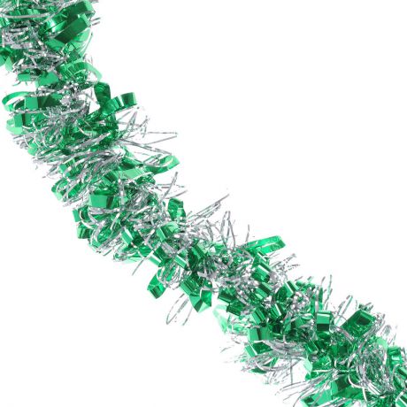 Мишура новогодняя "Sima-land", цвет: серебристый, зеленый, диаметр 8 см, длина 2 м. 702580