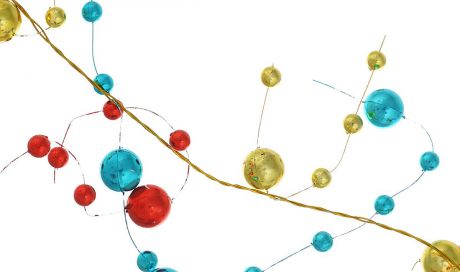 Новогоднее украшение Lunten Ranta "Бусы. Веточки", цвет: золотистый, красный, бирюзовый, 2 м