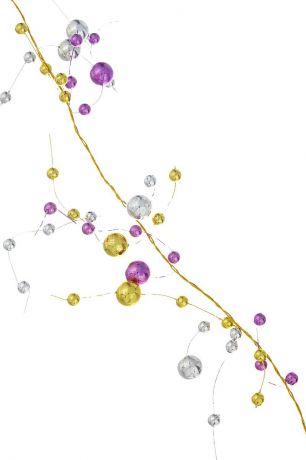 Новогоднее украшение Lunten Ranta "Бусы. Веточки", цвет: серебристый, золотистый, фиолетовый, длина 2 м