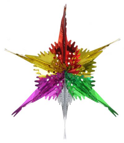 Новогоднее подвесное украшение Феникс-Презент "Звезда ажурная", цвет: зеленый, красный, фиолетовый
