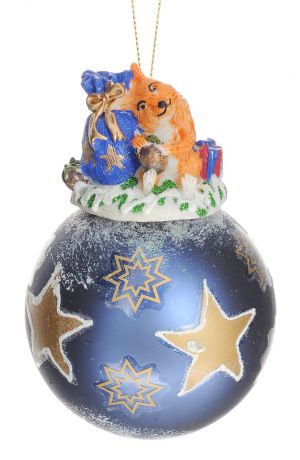 Новогоднее подвесное украшение Феникс-Презент "Новогодний подарок", диаметр 8 см