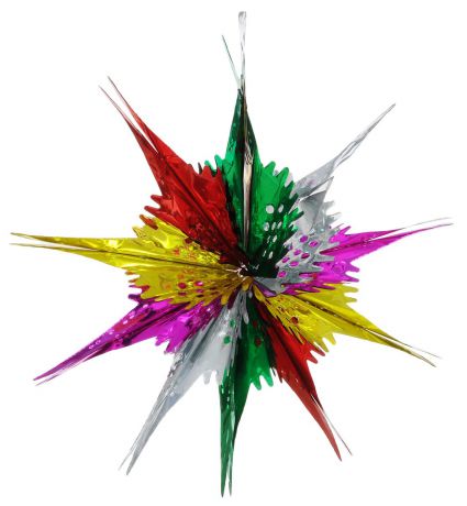Новогоднее подвесное украшение Феникс-Презент "Звезда ажурная", цвет: зеленый, красный, желтый