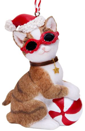 Украшение новогоднее подвесное Феникс-Презент "Кот в шапочке", 6,5 х 3,5 х 9 см