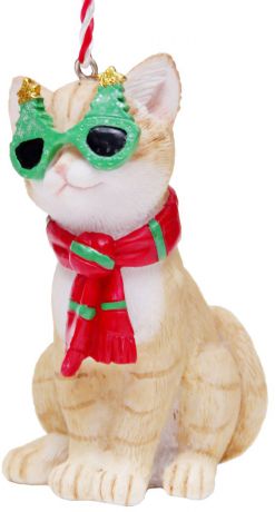 Украшение новогоднее подвесное Феникс-Презент "Кот в шарфике", высота 8,5 см