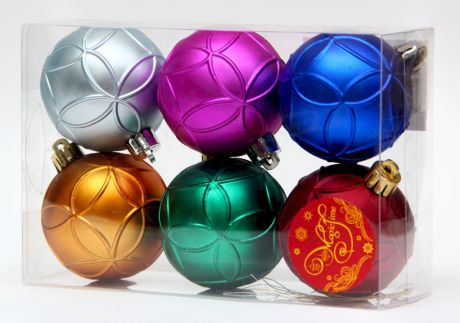 Украшение новогоднее подвесное Magic Time "Ассорти шаров разноцветное счастье", диаметр 6 см, 6 шт