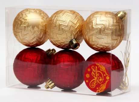 Украшение новогоднее подвесное Magic Time "Ассорти шары красные и золотые", диаметр 6 см, 6 шт