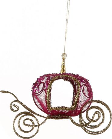 Украшение новогоднее декоративное House of Seasons "Подвеска. Карета", цвет: пурпурный, 15 х 8 х 12 см