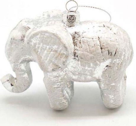 Подвесное украшение Яркий Праздник "Слон", цвет: белый, 10 х 5,5 х 8 см