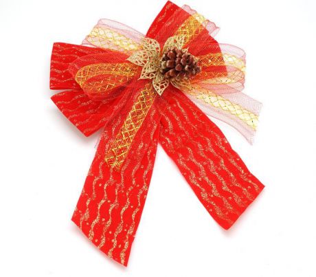 Декоративное украшение Яркий Праздник "Бант", с украшением, цвет: красный, 27 см