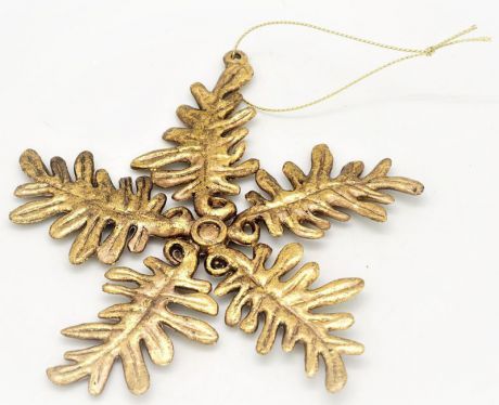 Подвесное украшение Яркий Праздник "Снежинка", цвет: золотистый, 11 см