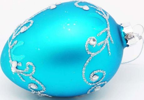Игрушка елочная Яркий Праздник "Шар", с орнаментом, цвет: синий, диаметр 7 см