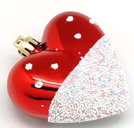 Подвесное украшение Яркий Праздник "Сердце", цвет: красный, белый, 7 х 28 х 2 см