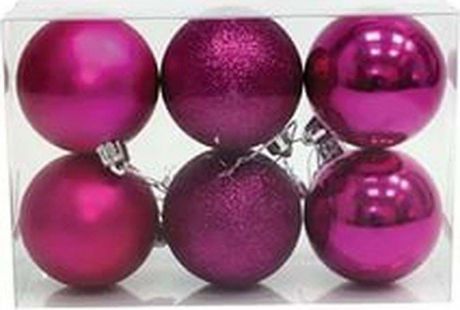 Набор елочных шаров Яркий Праздник, цвет: фиолетовый, диаметр 6 см, 6 шт