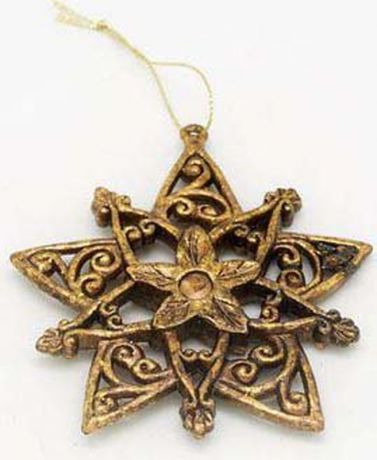 Подвесное украшение Яркий Праздник "Звезда", цвет: золотистый, 9 см