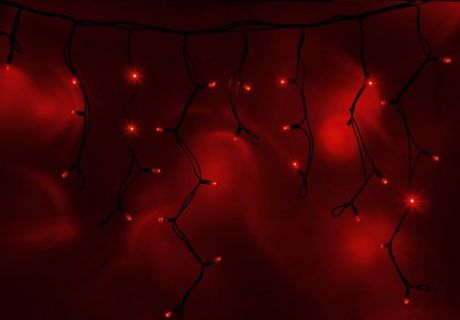 Гирлянда Neon-Nigh "Айсикл", светодиодная бахрома, каучуковый провод, цвет: черный, красный, 5,6 х 0,9 м